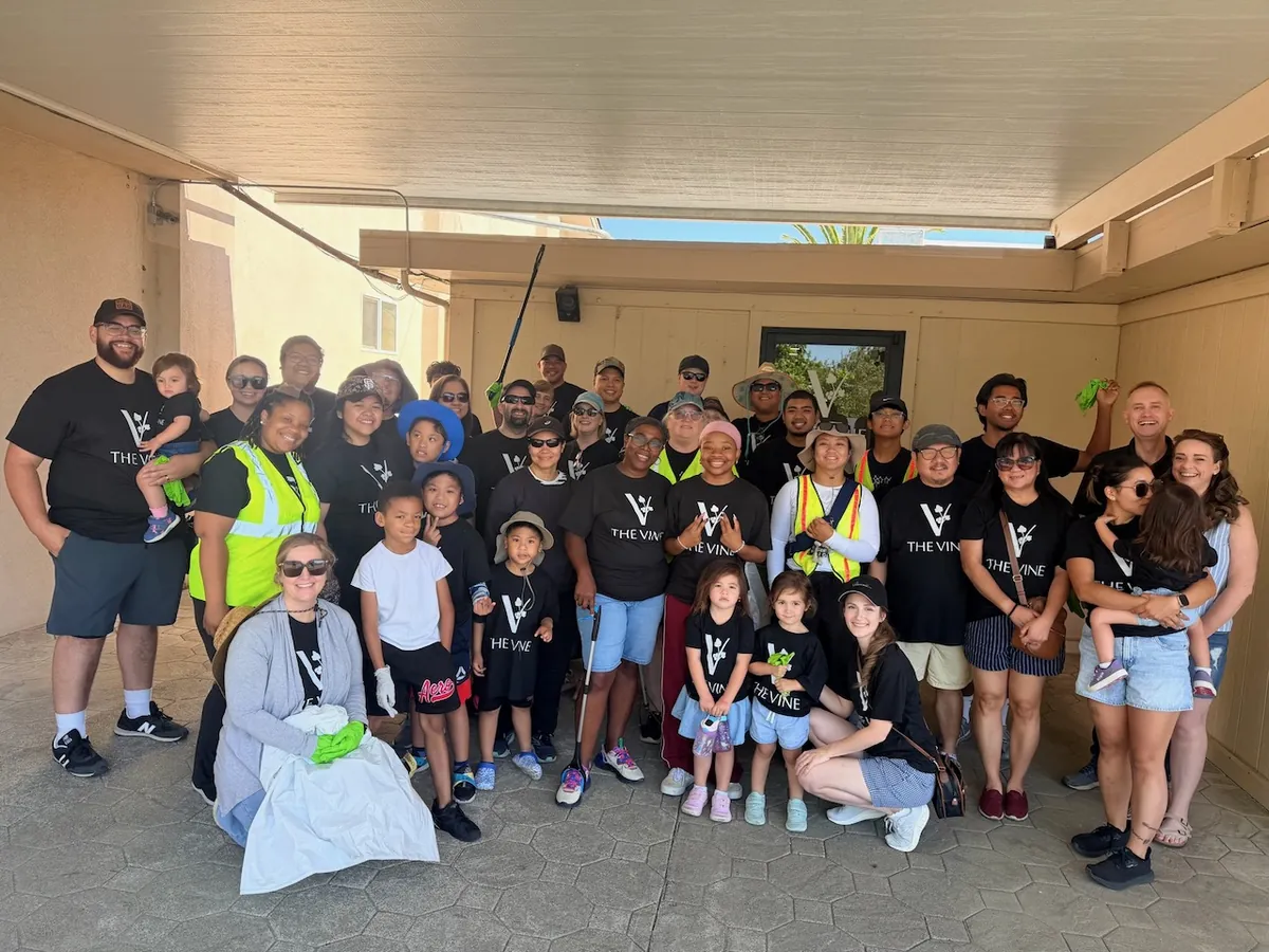 Volunteers of every age from The Vine gathered with grabbers and trash bags before an Adopt-a-Street cleanup in Fairfield